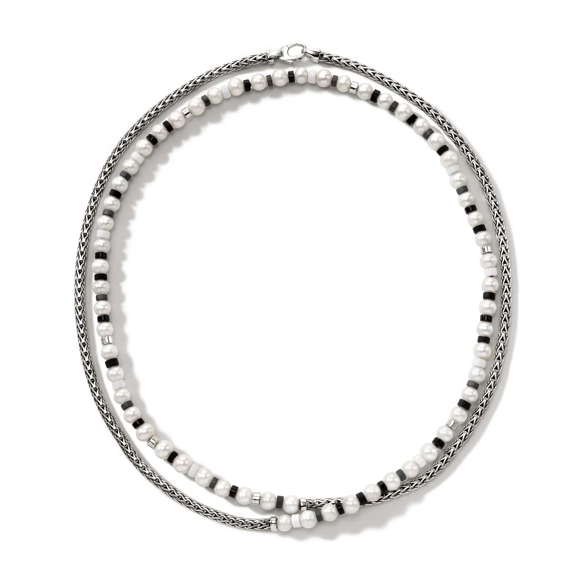 Colorblock Necklace, Silver, Pearl|NBS9011091BONHE