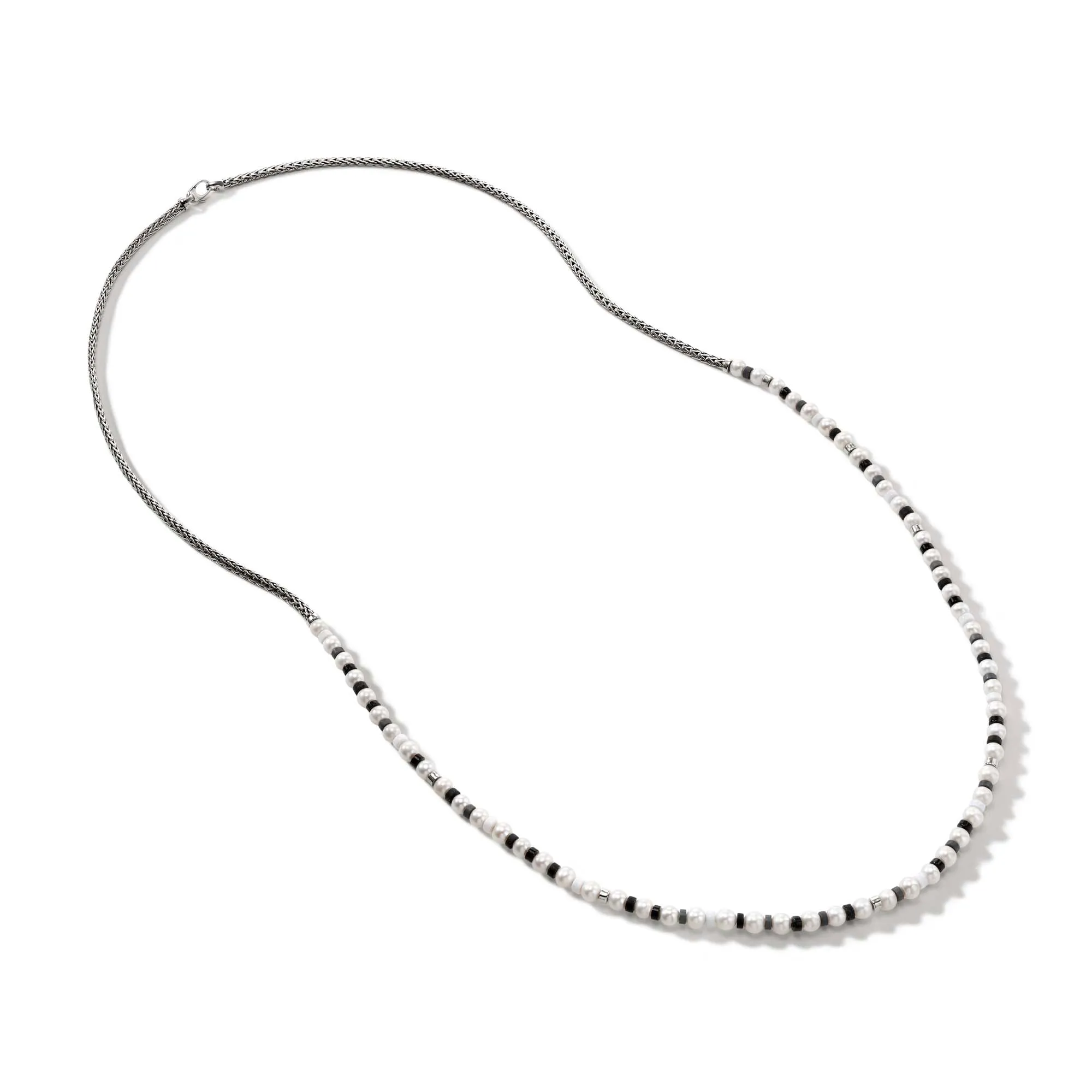Colorblock Necklace, Silver, Pearl|NBS9011091BONHE