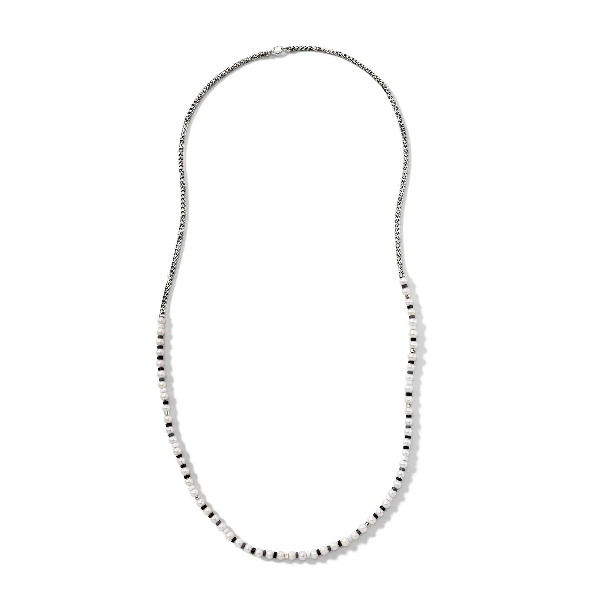 Colorblock Necklace, Silver, Pearl|NBS9011091BONHE