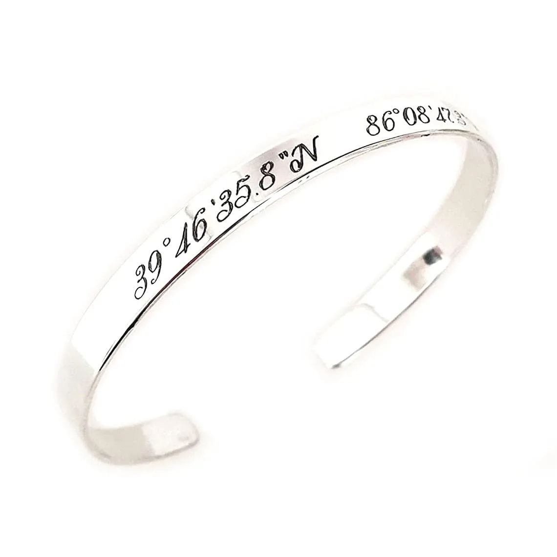 Coordinates Cuff Bracelet Personalized Sterling Silver Bracelet Longitude Latitude Bracelet Stacking Bracelets Friendship Bracelets