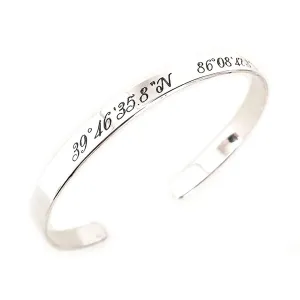 Coordinates Cuff Bracelet Personalized Sterling Silver Bracelet Longitude Latitude Bracelet Stacking Bracelets Friendship Bracelets