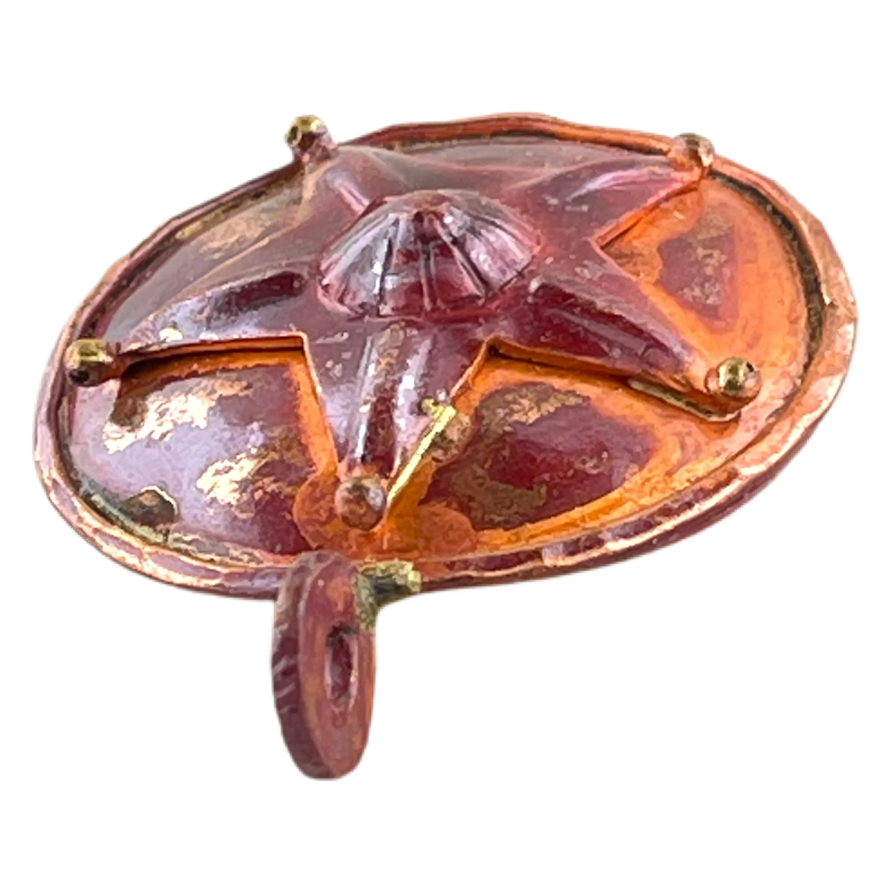 Copper Star in Domed Circle Pendant