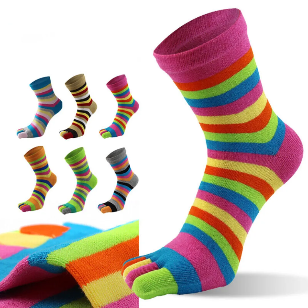 Cotton Rainbow Colorful Breathable Casual Ankle Toe Socks