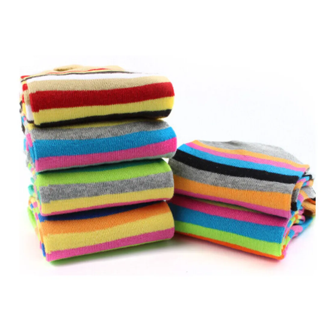 Cotton Rainbow Colorful Breathable Casual Ankle Toe Socks