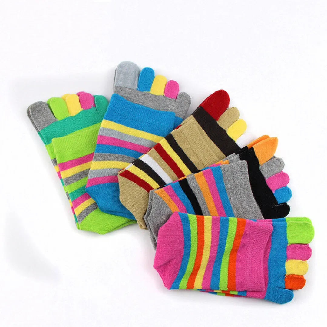 Cotton Rainbow Colorful Breathable Casual Ankle Toe Socks