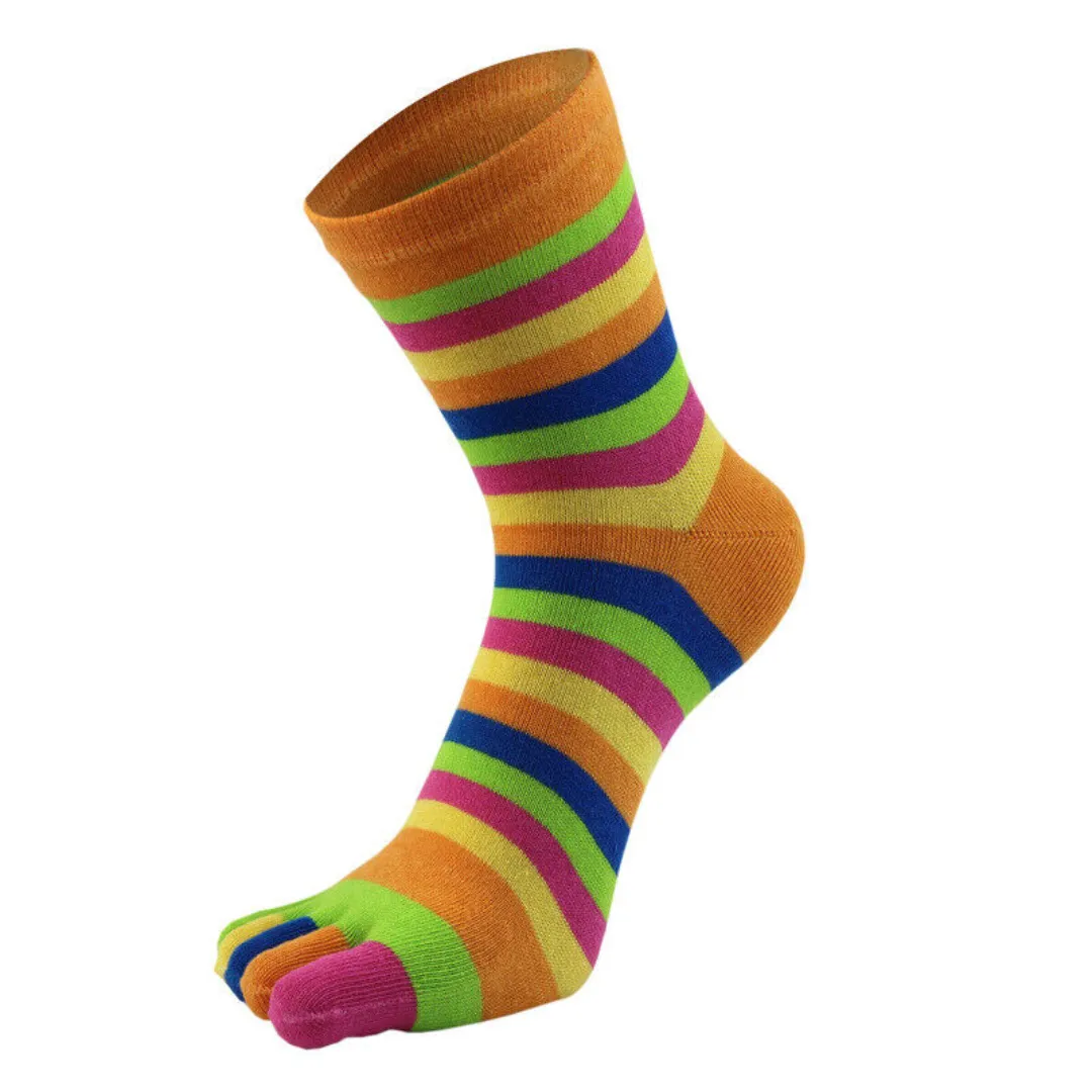 Cotton Rainbow Colorful Breathable Casual Ankle Toe Socks