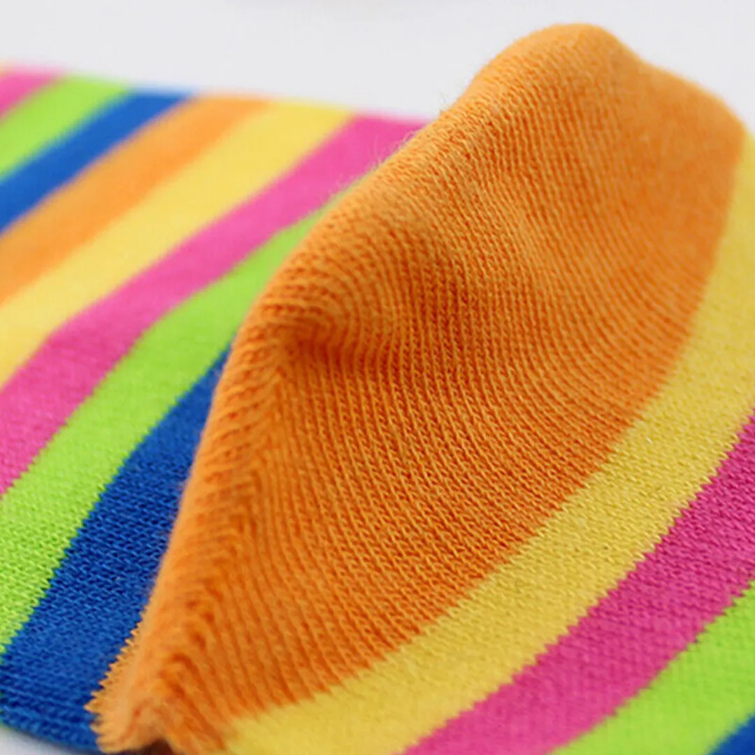 Cotton Rainbow Colorful Breathable Casual Ankle Toe Socks