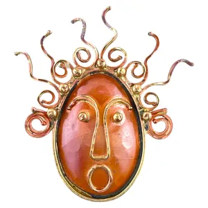 Crazy Haired Lady Copper Pendant