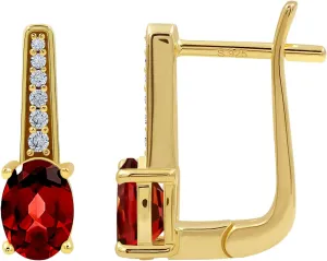 Created Sapphire/Emerald/Ruby 18K Yellow Gold Plated 925 Sterling Silver Post Huggie Hoop Earrings - Birthstone Jewelry Earrings for Women - Perfect for Anniversaries or Special Occasions