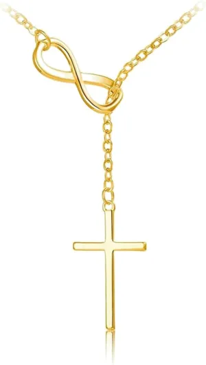 Cross Necklace for Women 14K Gold Plated Y-Necklaces Dainty Cross Faith Pendant Necklaces Minimalist Simple Religious Jewelry