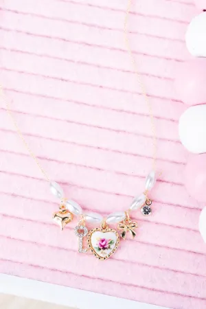 Crystal Avenue Key To The Heart Goldtone Pearl Necklace