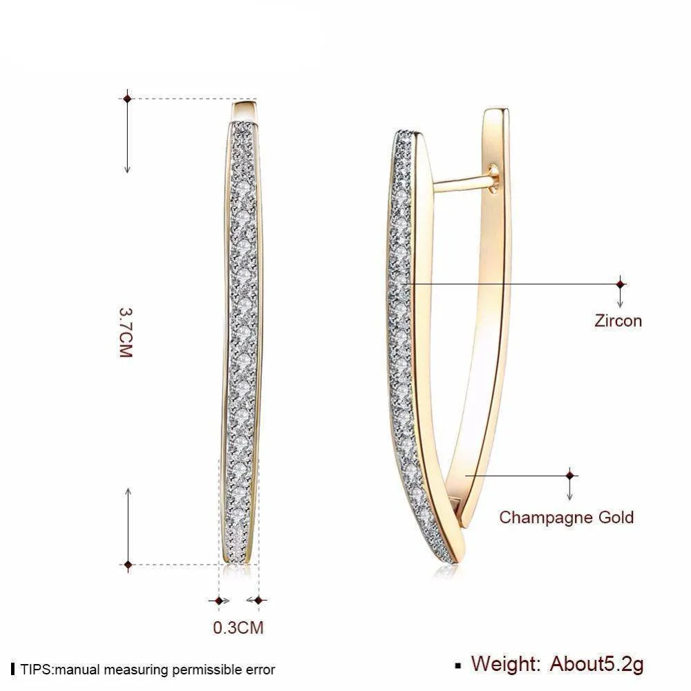 Cubic Zirconia Geometric Gold-Color Big Hoop Earrings