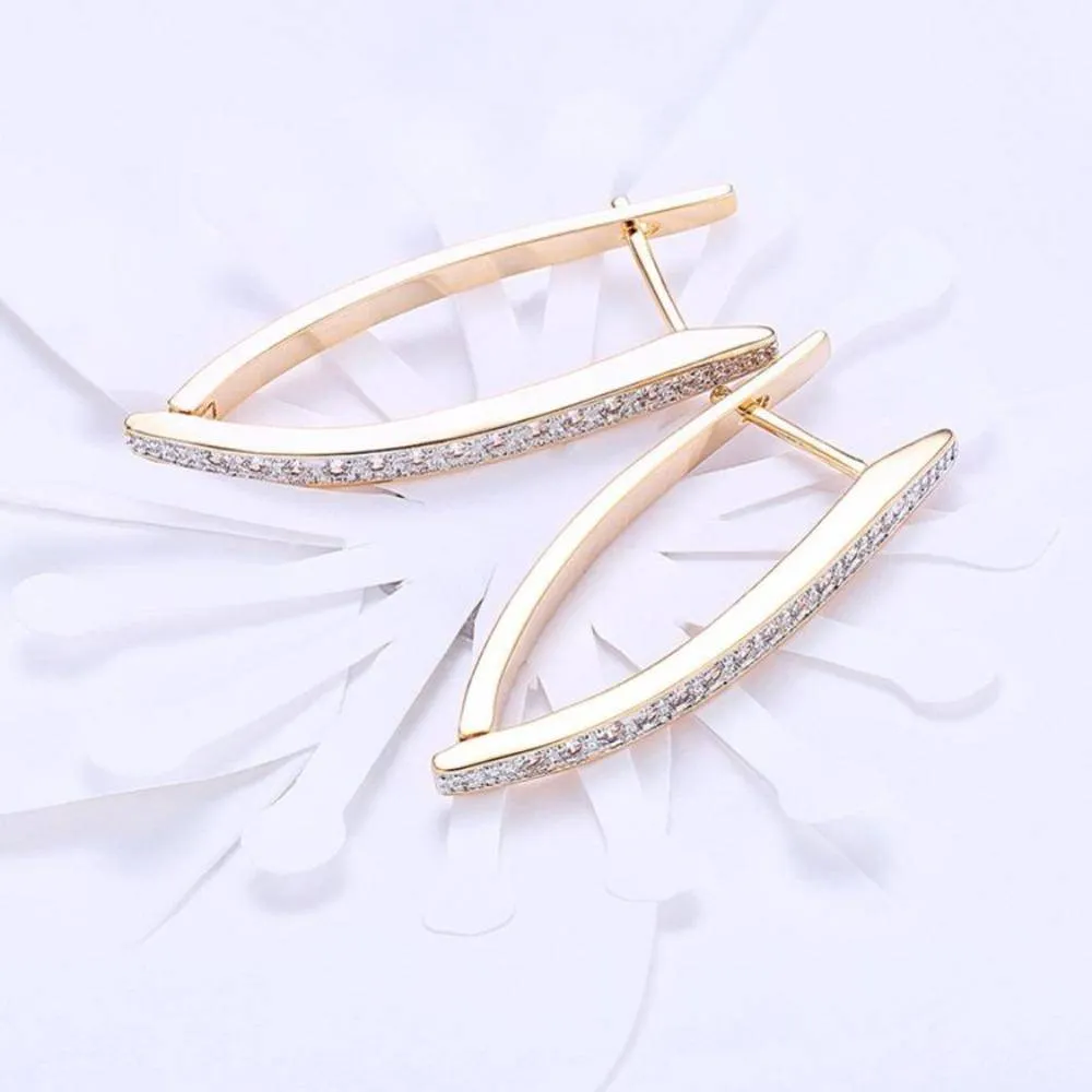 Cubic Zirconia Geometric Gold-Color Big Hoop Earrings