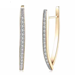 Cubic Zirconia Geometric Gold-Color Big Hoop Earrings