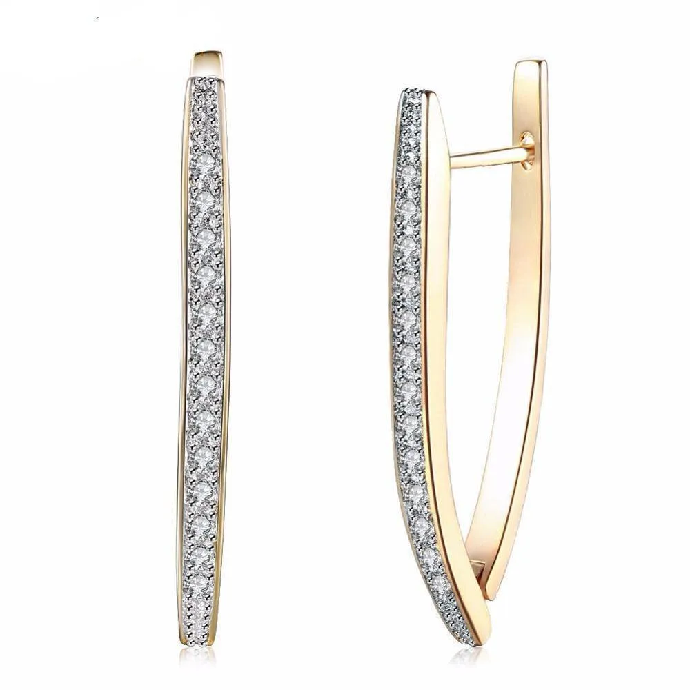 Cubic Zirconia Geometric Gold-Color Big Hoop Earrings