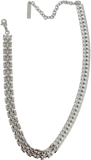 Cubic Zirconia Necklace for Women, Silver Necklaces Tennis Chain Cz Round Shape Silver Plated Chain Necklaces for Birthday