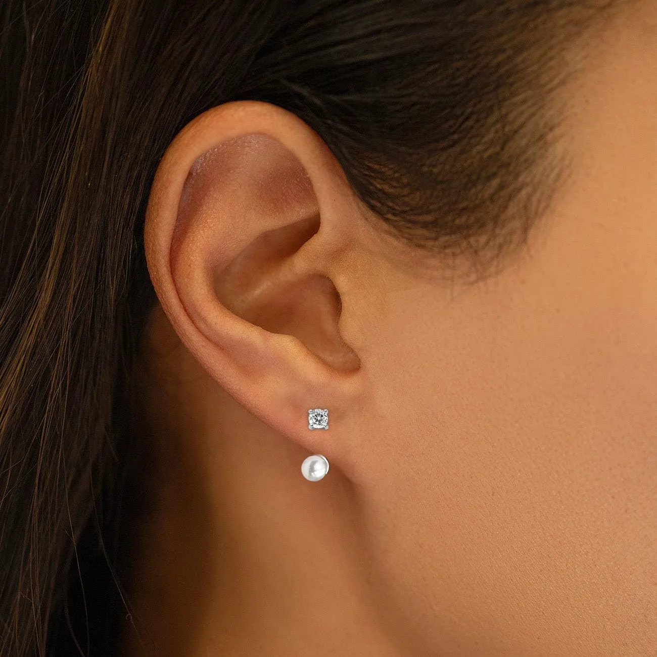 Dainty Gold Pearl Earrings for Women, Trendy 14k Gold Filled Freshwater CZ Leaf Bow Pearl Dangle Drop Earrings Lightweight Hypoallergenic Bridesmaid Stud Earring Wedding Statement Jewelry for Women Gifts
