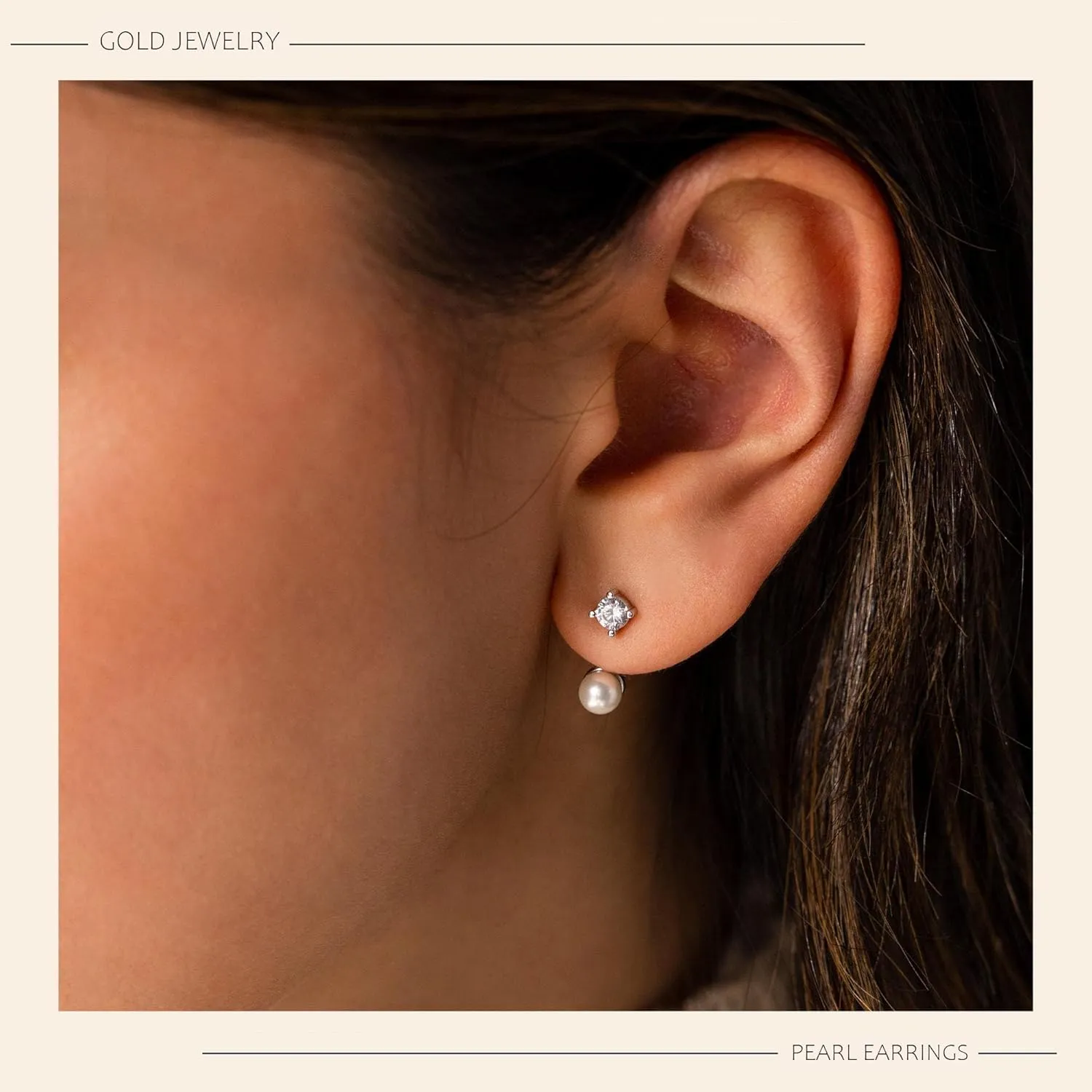 Dainty Gold Pearl Earrings for Women, Trendy 14k Gold Filled Freshwater CZ Leaf Bow Pearl Dangle Drop Earrings Lightweight Hypoallergenic Bridesmaid Stud Earring Wedding Statement Jewelry for Women Gifts