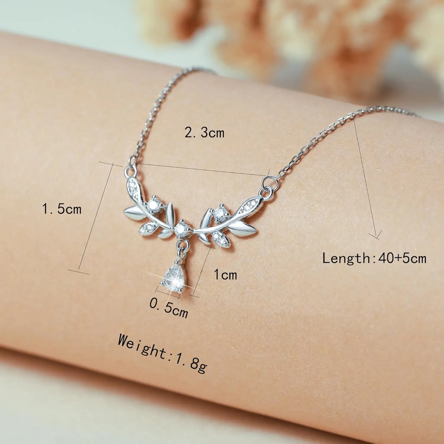 Dainty Rhinestone Leaf Teardrop Necklace for Women S925 Sterling Silver Sparkly CZ Leaf Pendant Necklace Crystal Leaf Choker Necklace Gold Leaf Collar Necklace Birthday Jewelry Gift for Bride