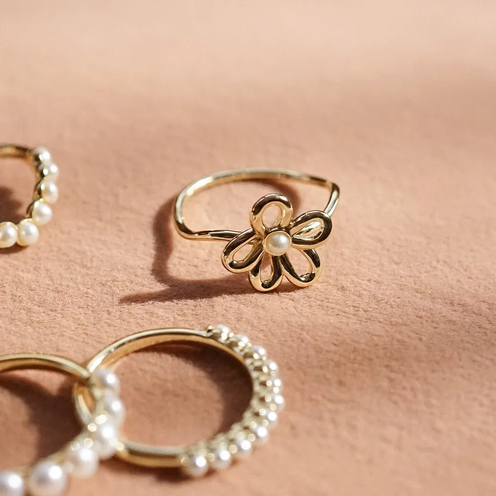 Daisy Bow Ring 18ct Gold Plate