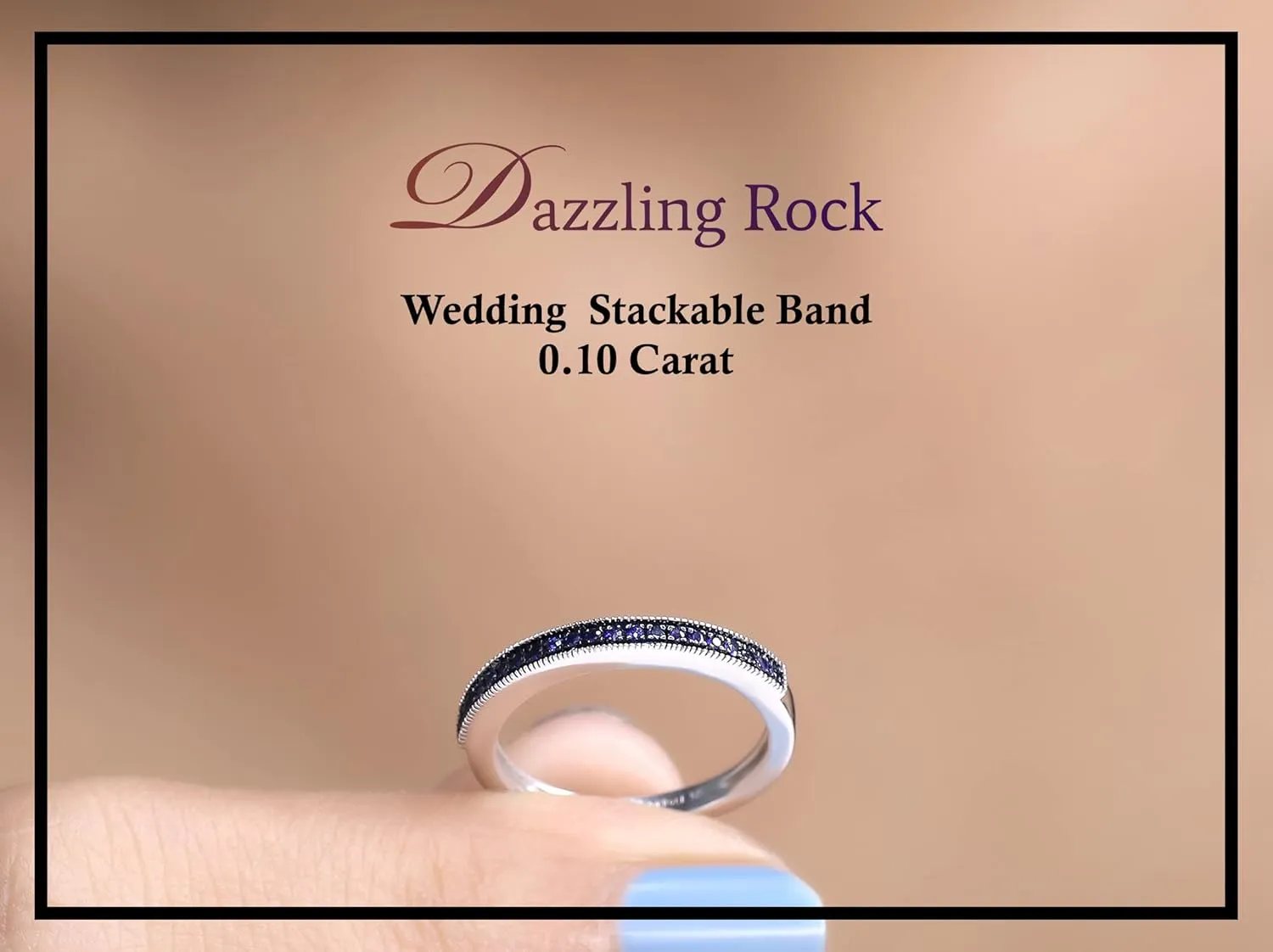 Dazzlingrock Collection 0.10 Carat (ctw) Round Blue Sapphire Wedding Anniversary Stackable Band Ring 1/10 CT, Sterling Silver