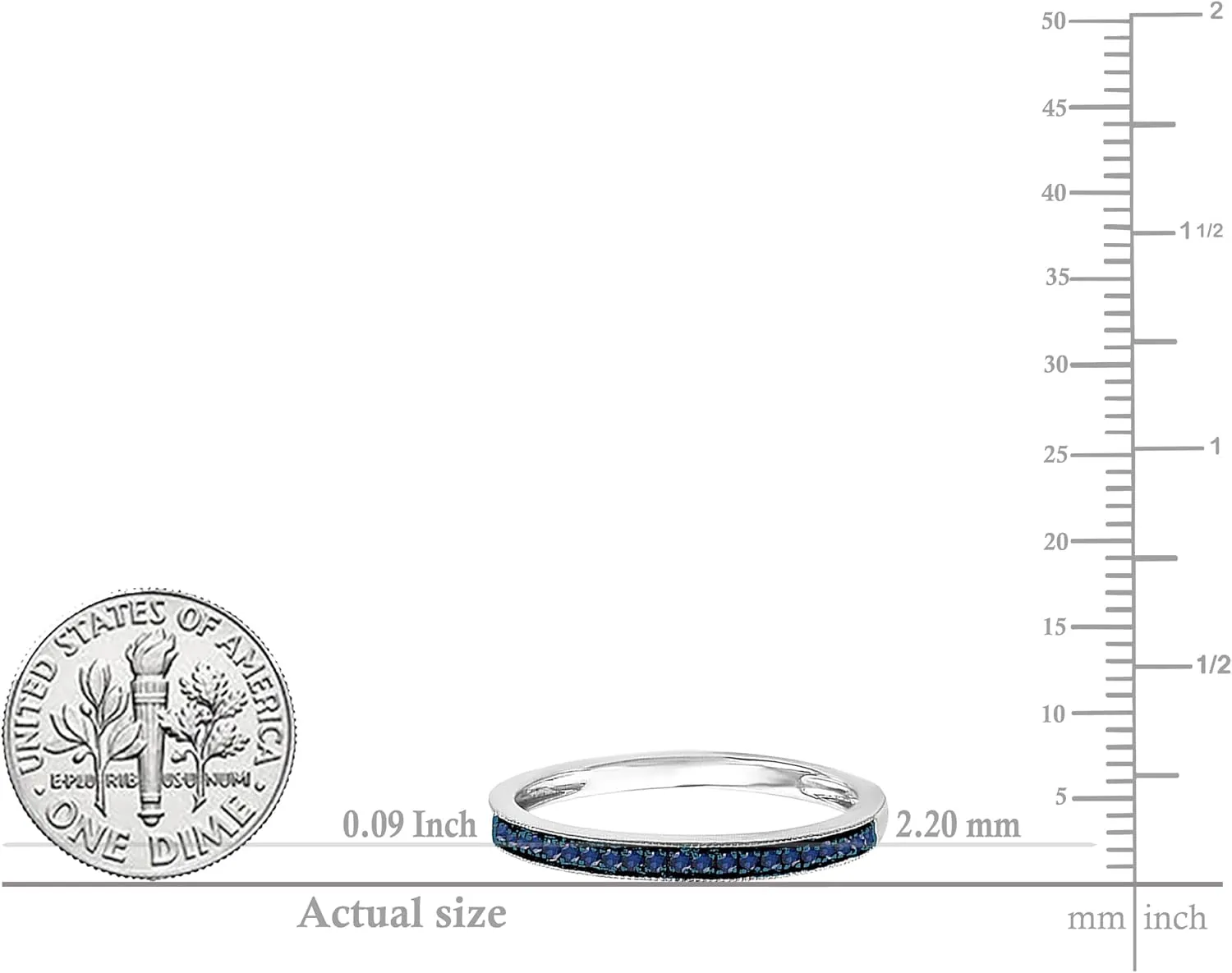 Dazzlingrock Collection 0.10 Carat (ctw) Round Blue Sapphire Wedding Anniversary Stackable Band Ring 1/10 CT, Sterling Silver