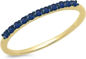 Dazzlingrock Collection 0.20 Cttw 14K Solid Gold Round Cut Blue Sapphire Womens Stackable Anniversary Wedding Band 1/5 CT