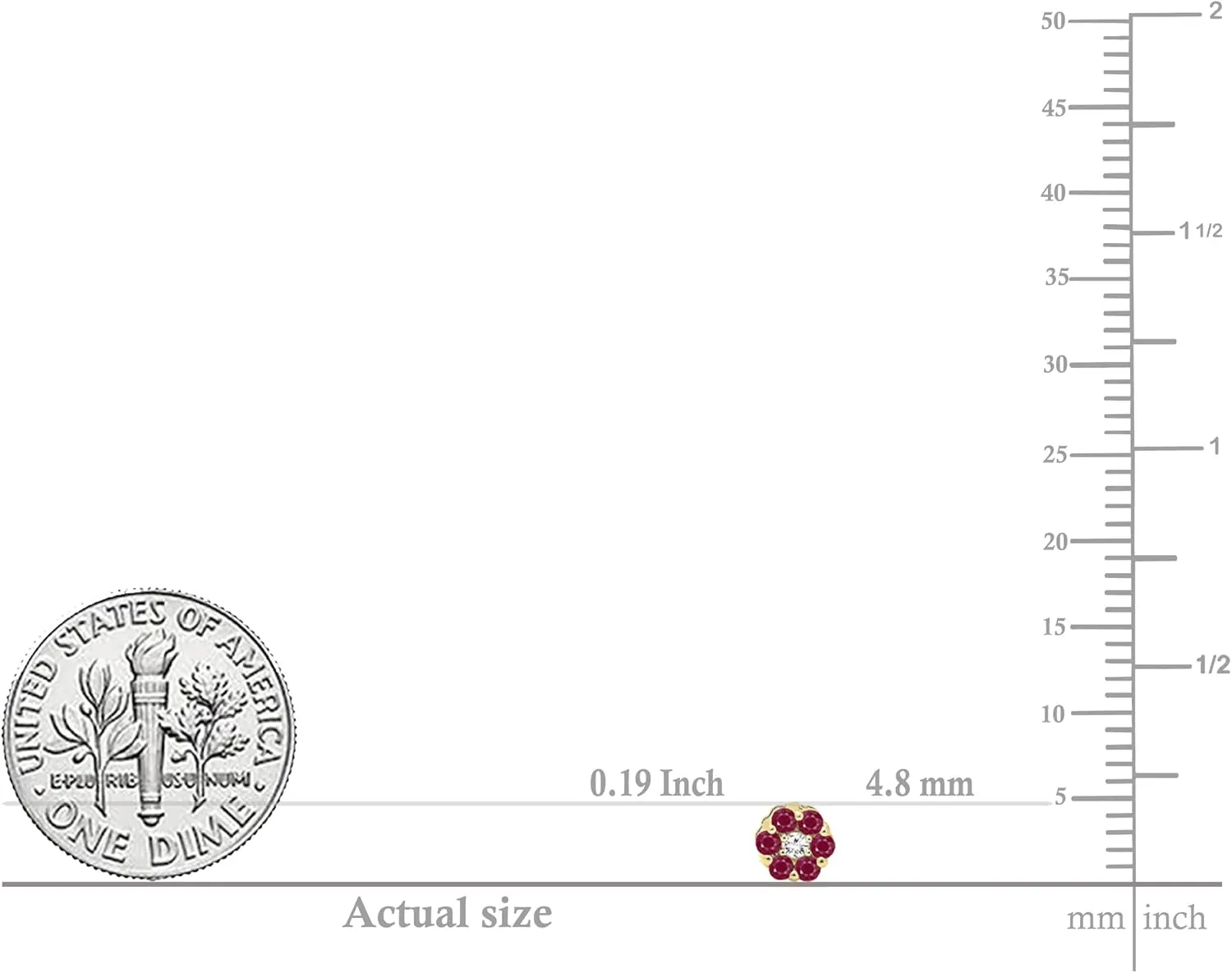 Dazzlingrock Collection Round Ruby & White Diamond Cluster Flower Earrings for Women in Solid Gold