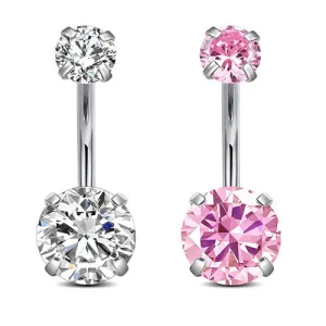 D.Bella 14g Belly Button Rings Surgical Steel CZ Petite Navel Ring for Women Girls