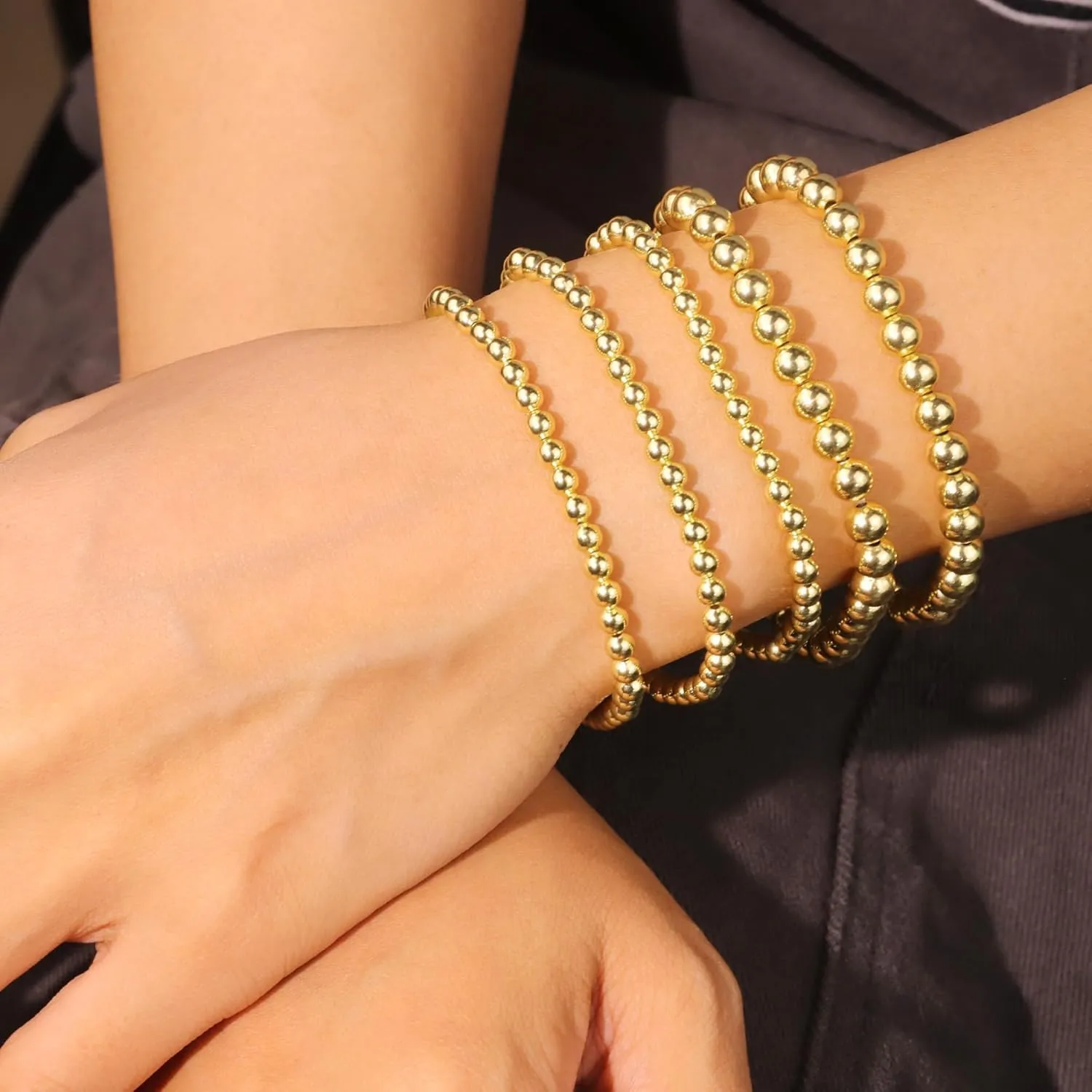 DEARMAY Gold Bracelets Set for Women Trendy, Dainty 14K Real Gold Plated Bracelet Jewelry Waterproof Fashion Stackable Tennis Herringbone Paperclip Link Bracelet Pack Stack Gifts for Women