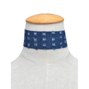 Denim Choker Collar Necklaces - Deep Blue