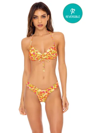 DESERT ANGEL - Bandeau Top & Tab Side High Leg Thong Bottom • Buttercream