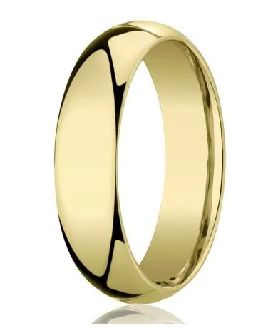 Designer 14K Yellow Gold Wedding Band with Domed Comfort Fit – 5 mm