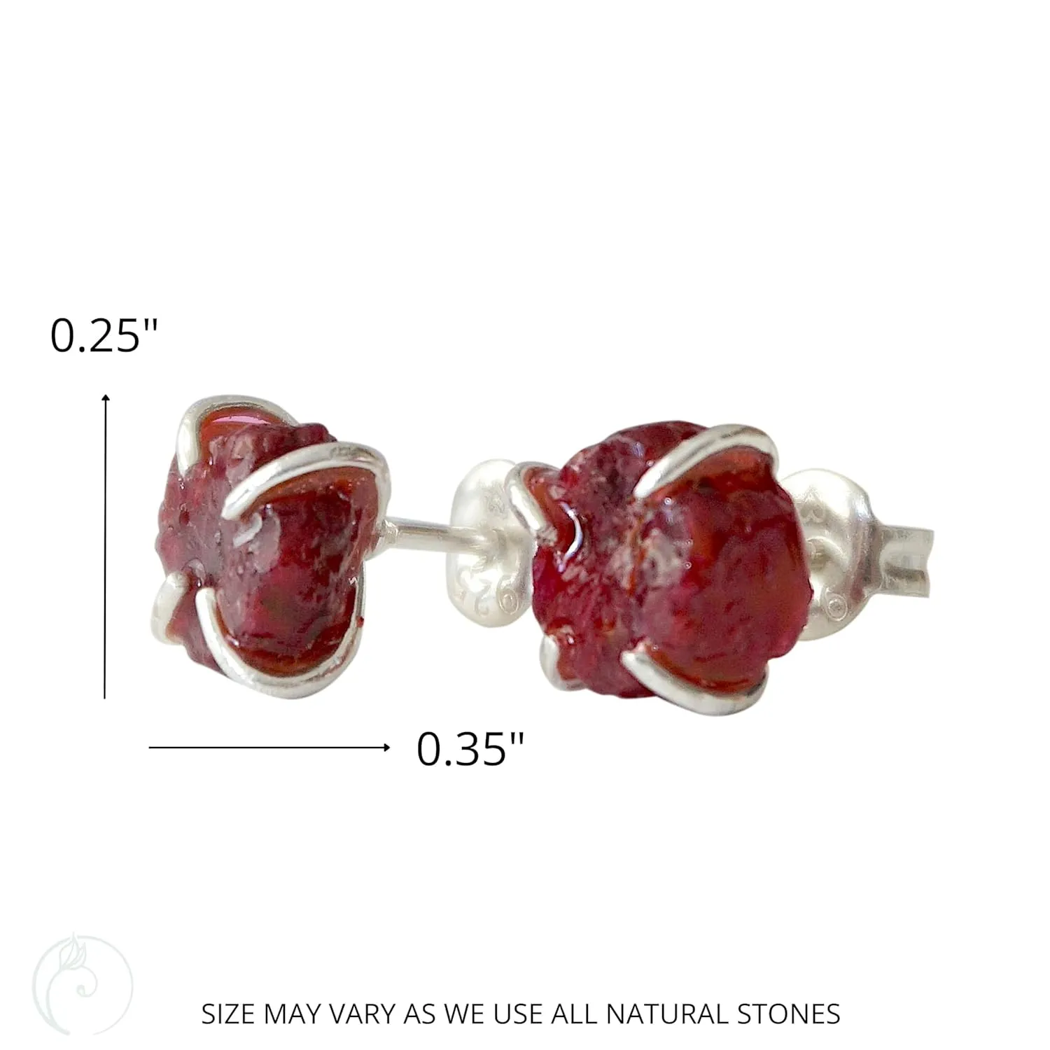 Designs by Nature Gems Red Ruby Huggie Crystal Stud Earrings, July Birthstone Jewelry, Sterling Silver Stud Earrings, Genuine Raw Crystal, Handmade in North America