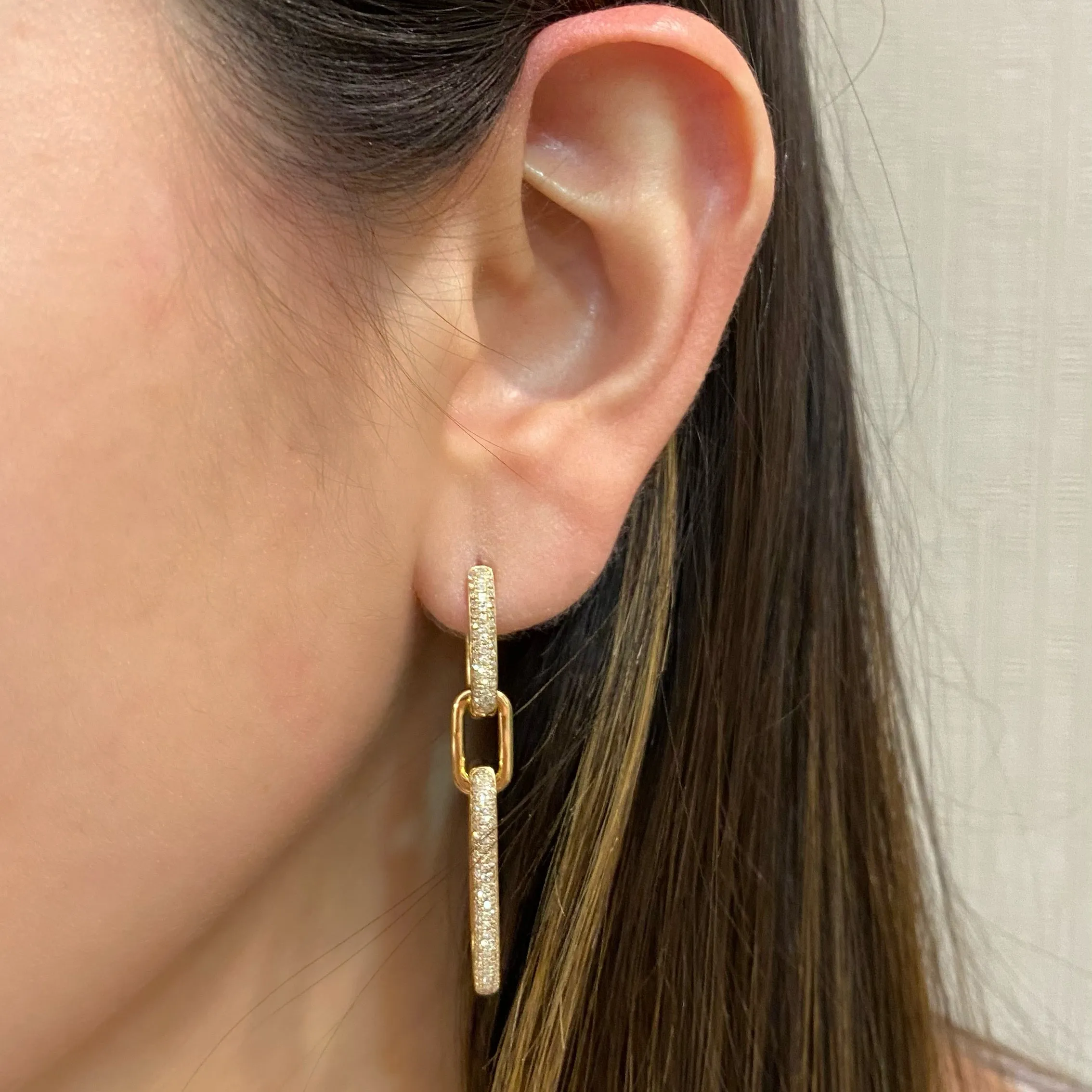 Diamond Bold Paperclip Link Earrings