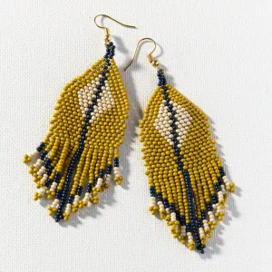 Diamond Seed Bead Earrings Citron   Navy
