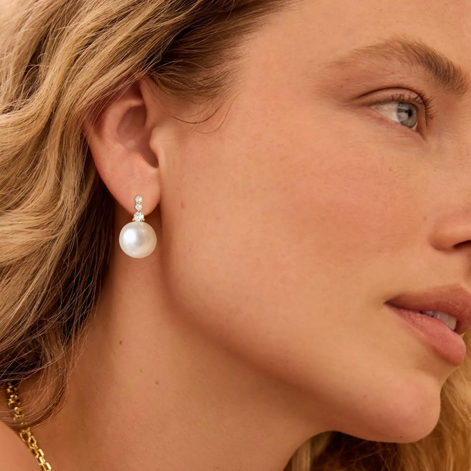 DIBOLA Pearl Earrings,6mm/8mm/10mm Dainty 14K Gold Pearl Stud Earrings for Women CZ Diamond Earrings Trendy Pearl Drop Dangle Earrings Bridesmaid Bridal Wedding Earrings Gold Jewelry for Women
