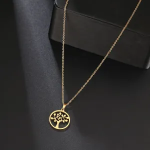 DOTIFI 316L Stainless Steel Necklace Round pendant peach blossom Tree