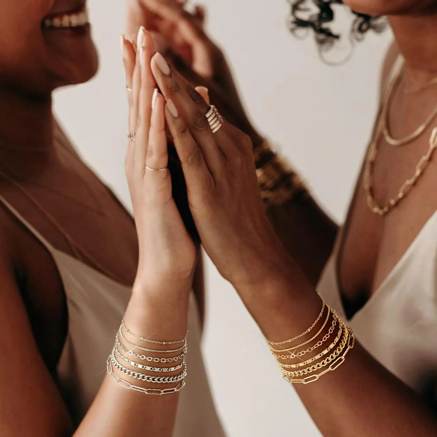 doubgood Gold Bracelets for Women, Stackable Initial Beaded Bracelet with Letter Pendant Stretch Trendy Stack Jewelry Set for Mother's Day Valentines Birthday Gifts for Her