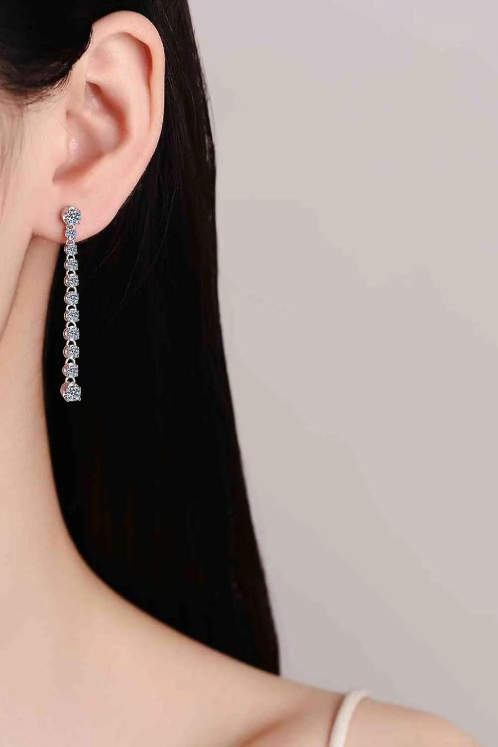 Elegant 1.18 Carat Moissanite Long Earrings in 925 Sterling Silver
