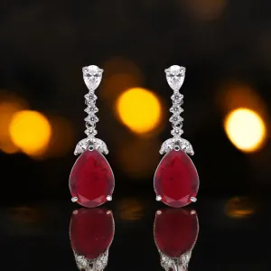 Elegant 925 Sterling Silver Ruby Drop Earrings | SKU : 0003534779, 0021326448, 0021326431