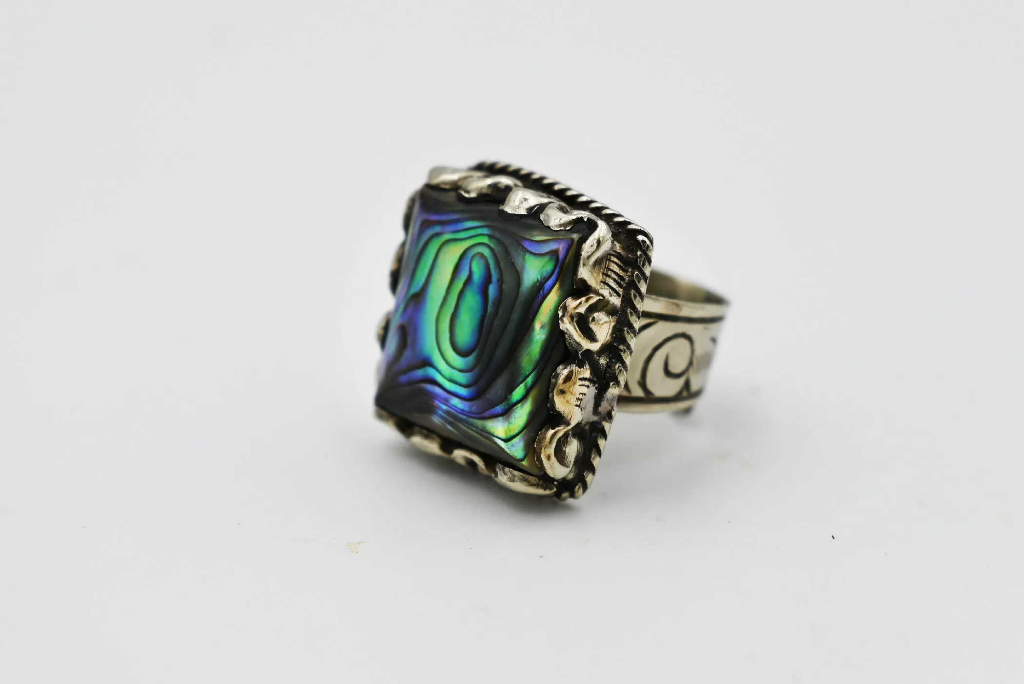 Elegant Abalone Square Ring
