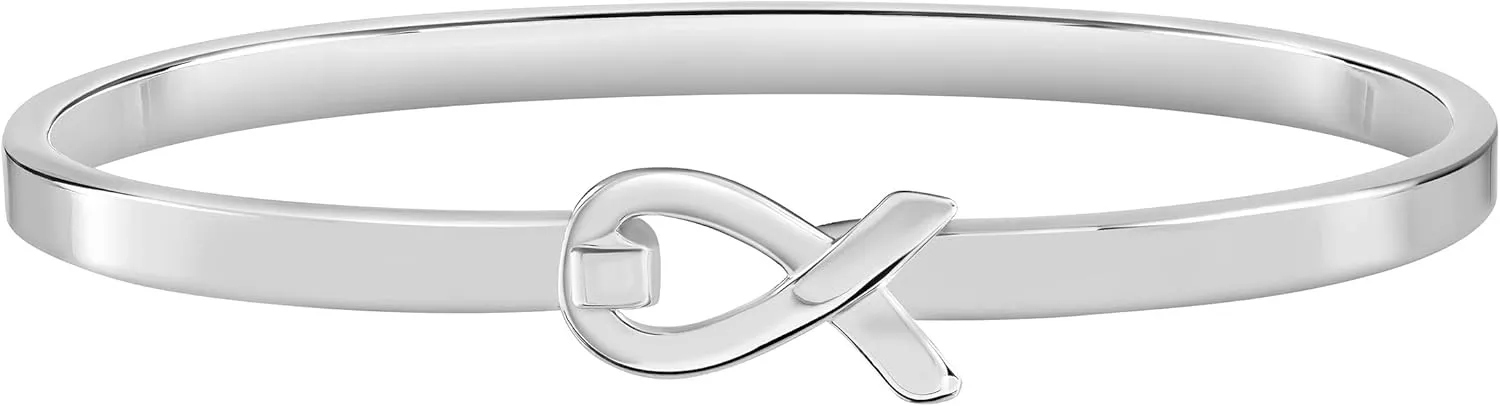 Elegant Cancer Awareness Ribbon Bracelets - Cancer Survivor Bangle Bracelets - Awareness Jewelry