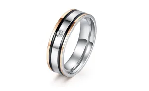 Elegant Double Black Border With CZ Stone Fashion Ring (6,7,8)