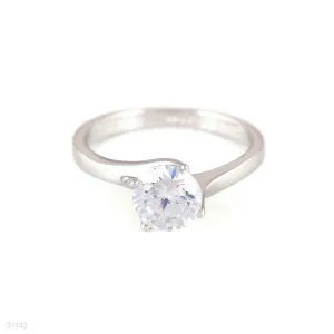 ELEGANT FEMININE SOLITAIRE SILVER RING