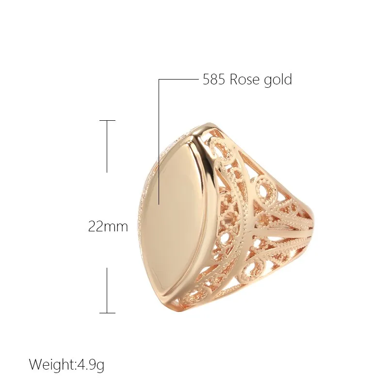 Elegant Hollow Embossed Geometric 585 Gold Rings for Women