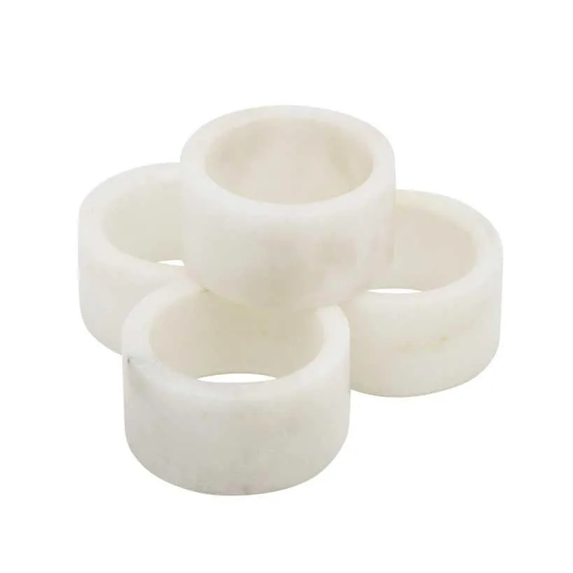 Elegant Marble White Napkin Rings Set of 4