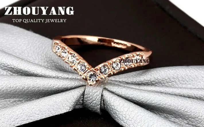 Elegant Rose Gold Color  Austrian Crystals Wedding Ring for Women