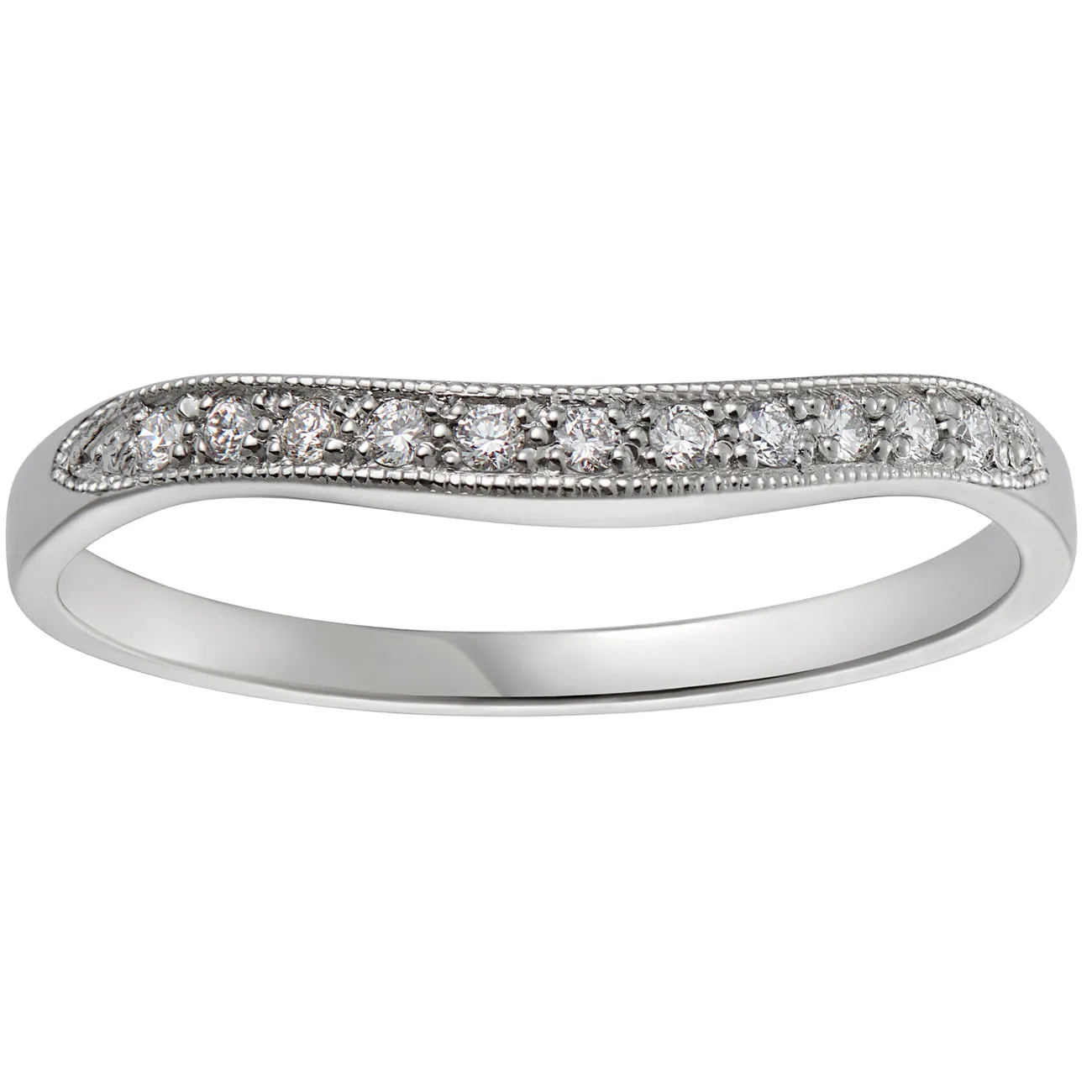 Elegant Shaped Diamond Wedding Ring in White Gold