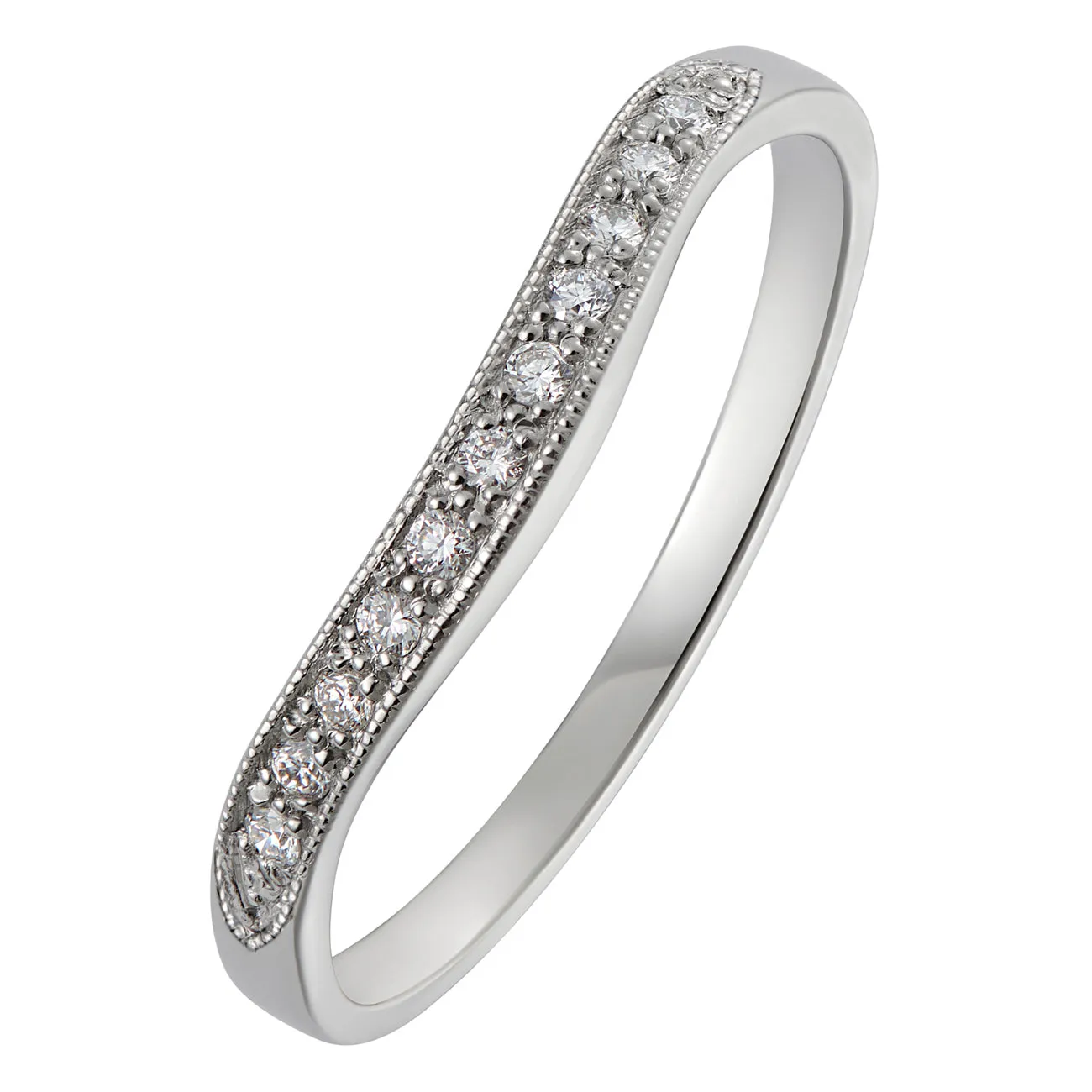 Elegant Shaped Diamond Wedding Ring in White Gold